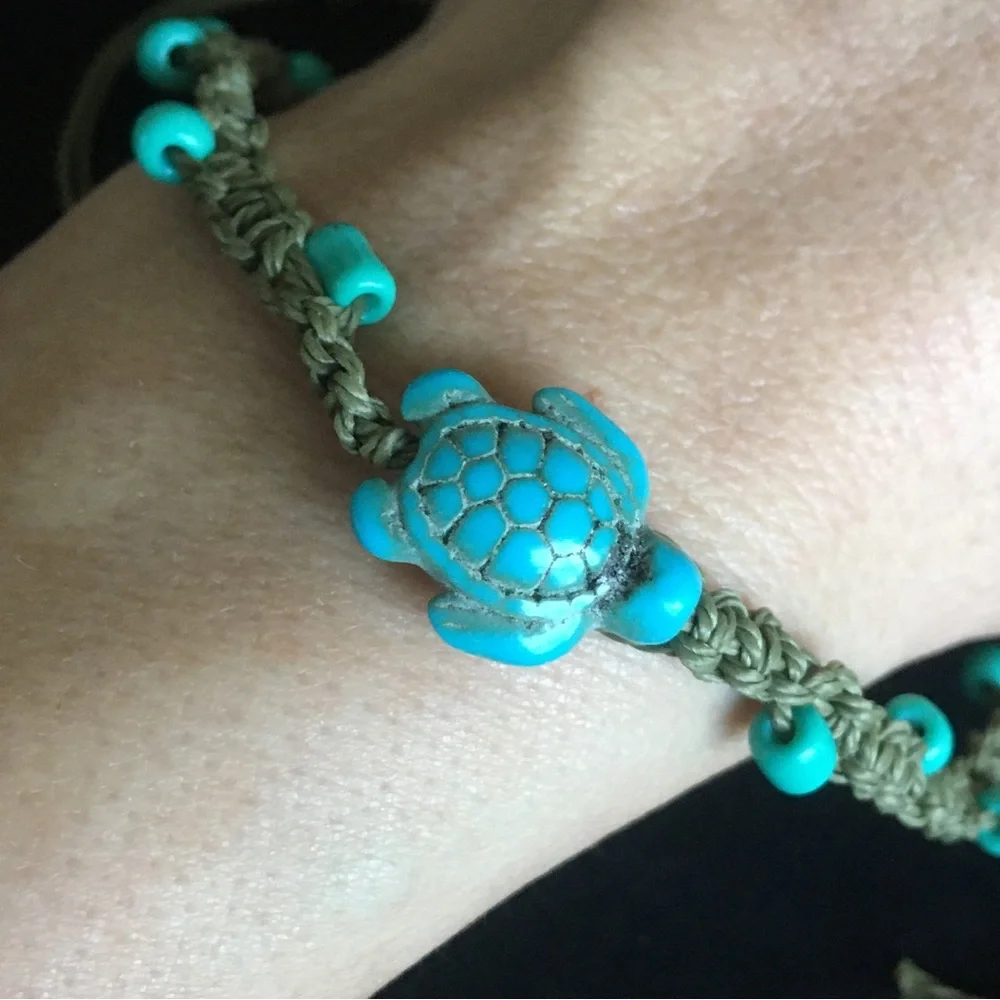 Turquoise Color Blue and Green Turtle Bracelet